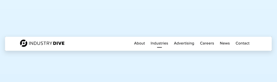 Navigation bar with example hover animation